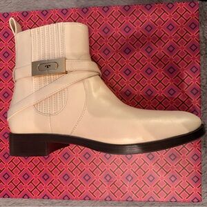 Tory Burch Cream Ankle Boots